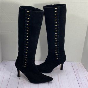 Manolo Blahnik black suede button boots size 37